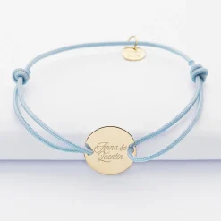 Bracelet EVJF personnalisé médaille gravée plaqué or 2 trous 15mm