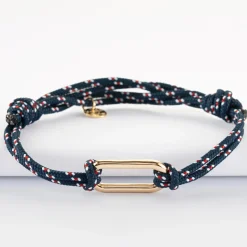 Bracelet homme cordage marin double maillon plaqué or 25x12 mm