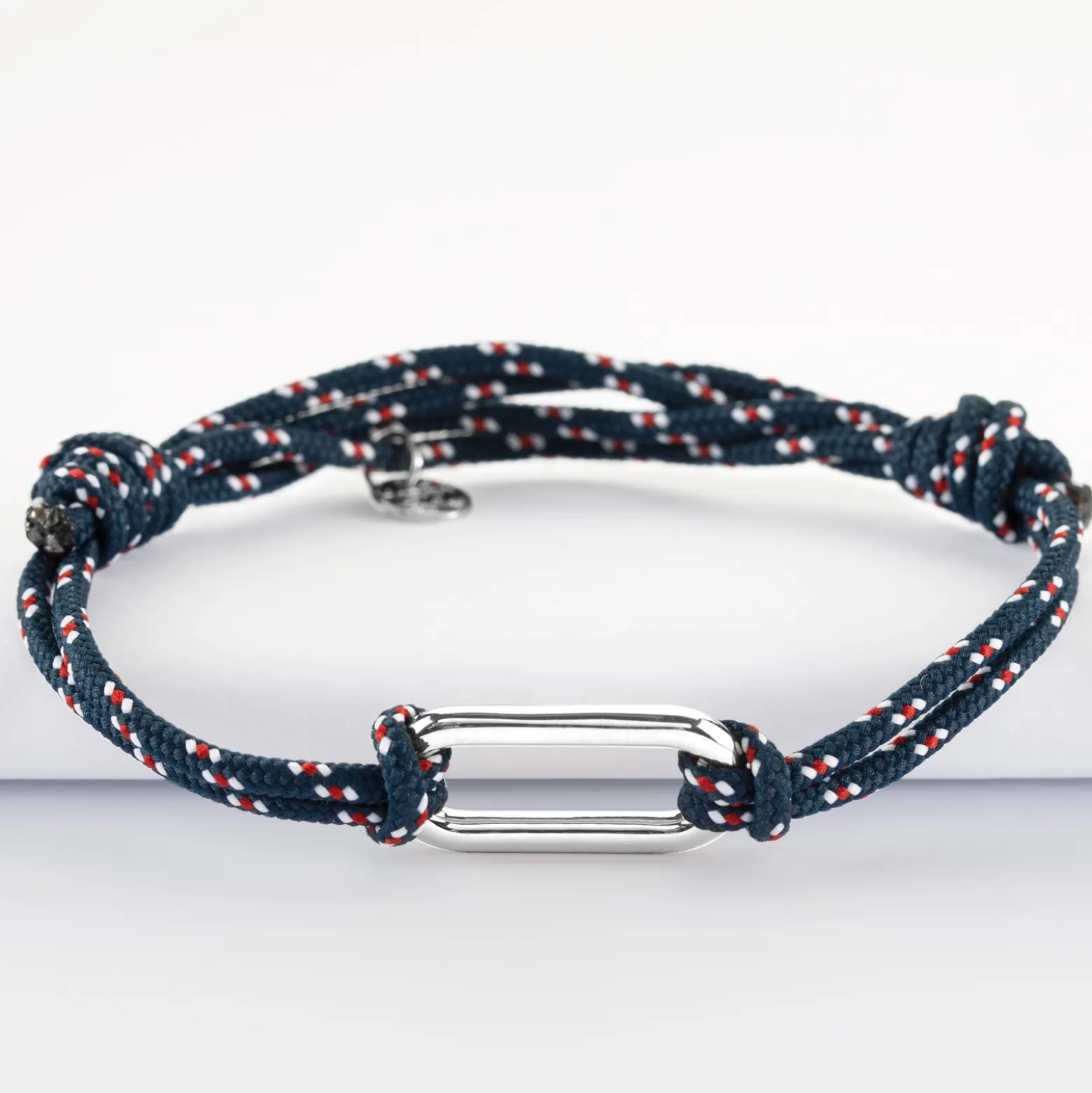 Bracelet homme cordage marin double maillon argent 25x12 mm
