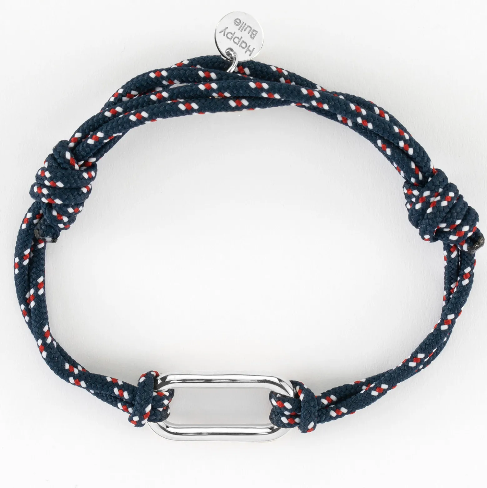Bracelet homme cordage marin double maillon argent 25x12 mm