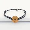 Bracelet homme cordage marine médaille gravée bois ronde 21 mm - Edition spéciale "Super Papa"