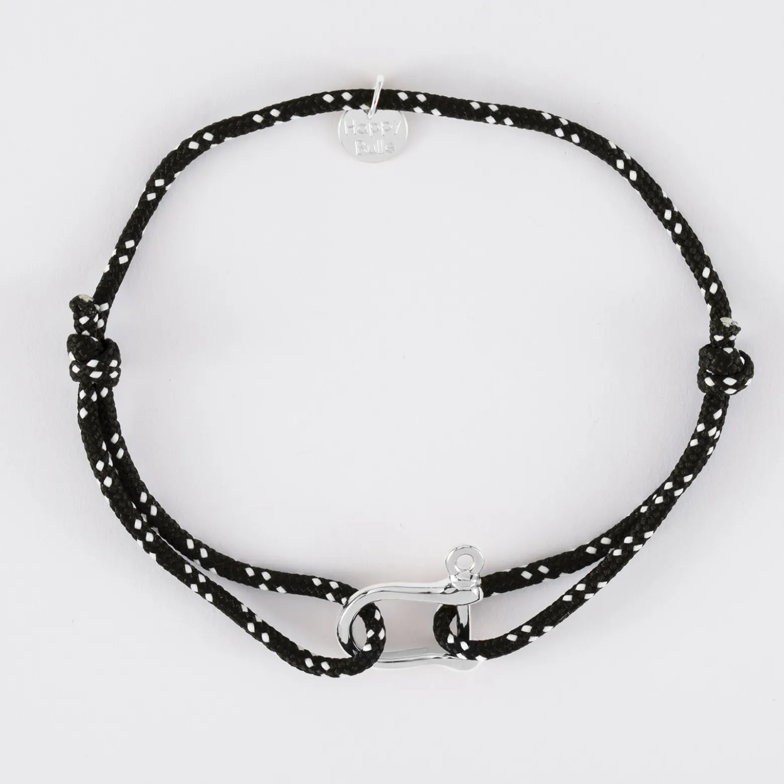 Bracelet homme cordage marin manille argent 15 mm