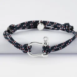 Bracelet homme cordage marin double manille argent 20 mm