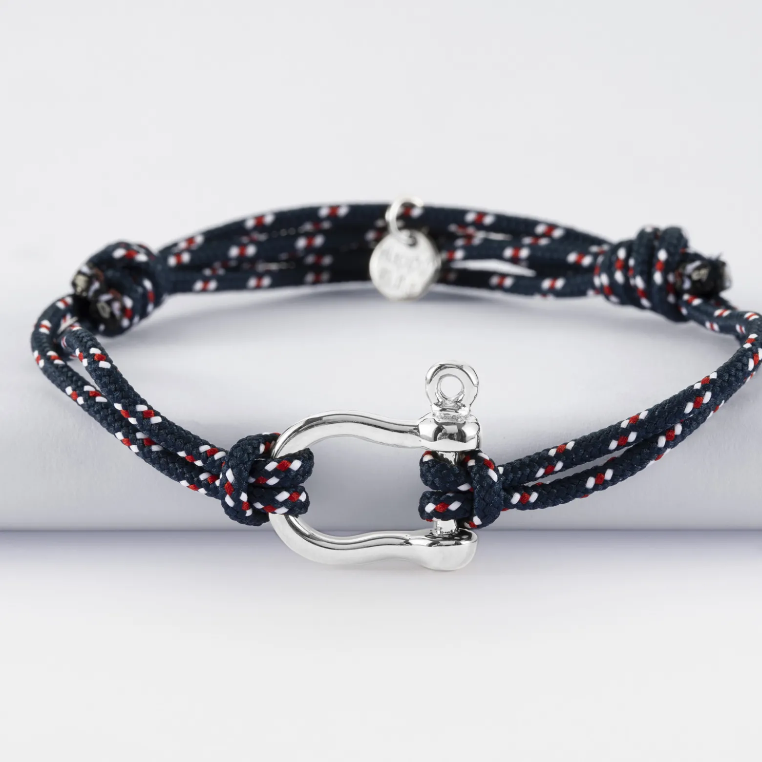 Bracelet homme cordage marin double manille argent 20 mm