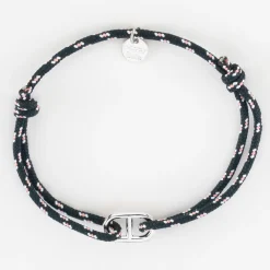 Bracelet homme cordage marin simple maille marine argent 15,4x9 mm
