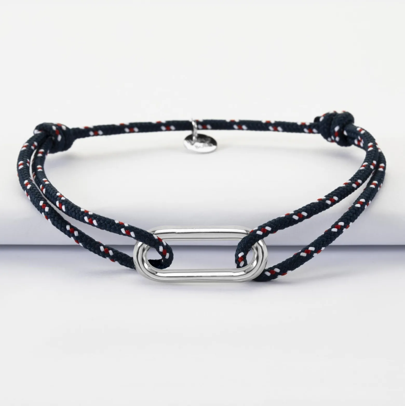 Bracelet homme cordage marin simple maillon argent 25x12 mm