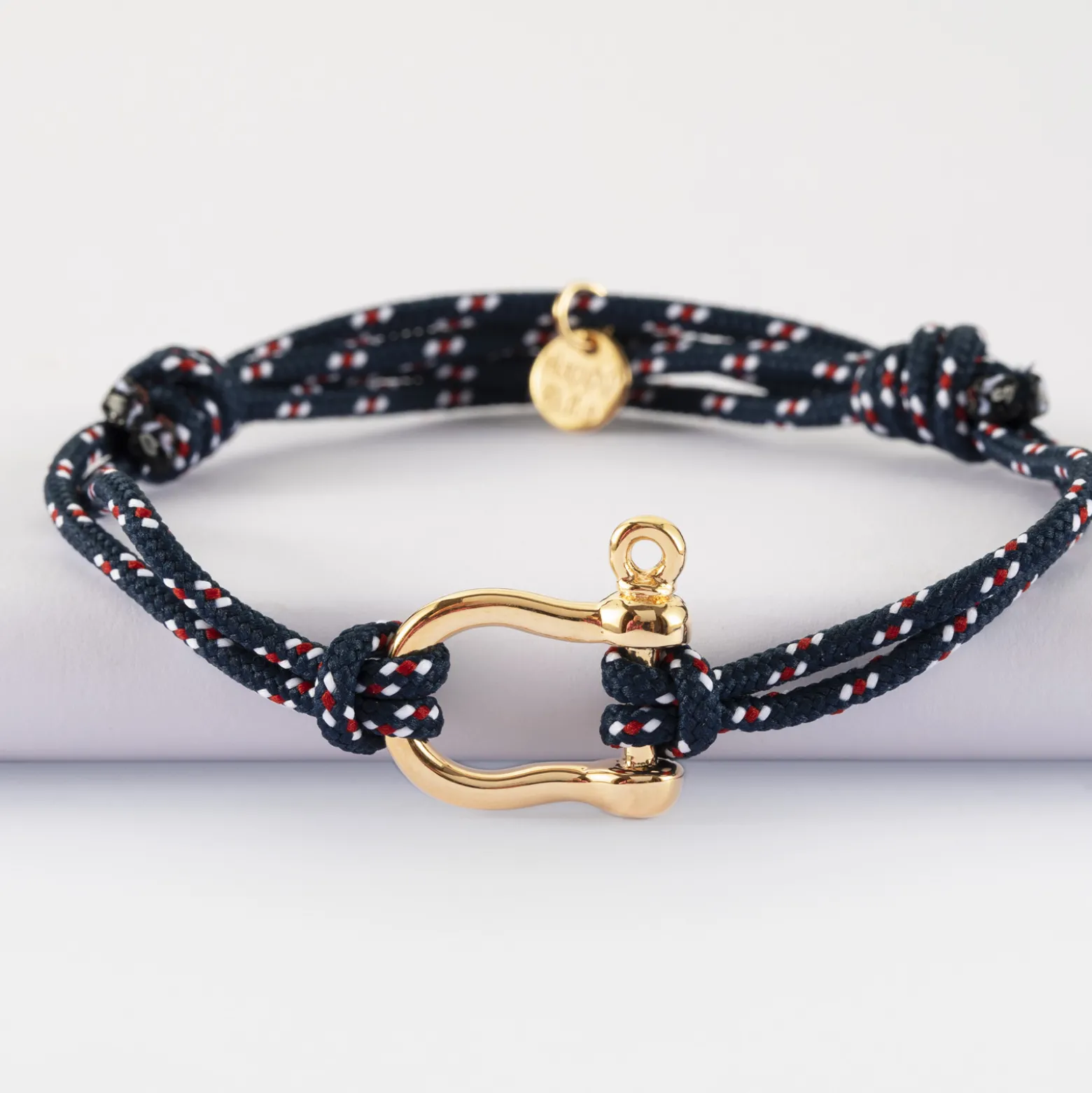 Bracelet homme cordage marin double manille plaqué or 20 mm