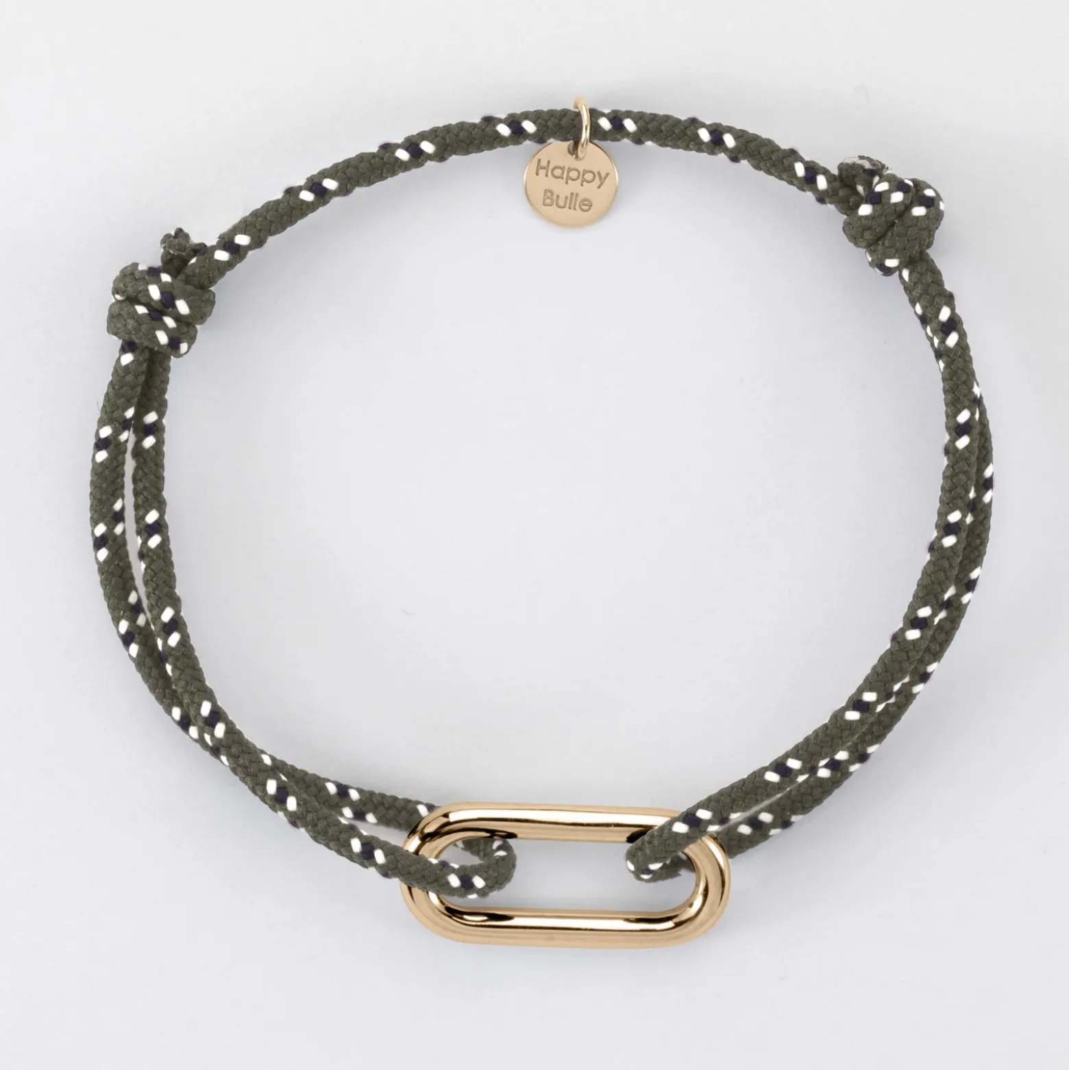 Bracelet homme cordage marin simple maillon plaqué or 25x12 mm