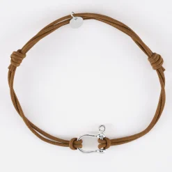 Bracelet homme cordon cuir double manille argent 15 mm
