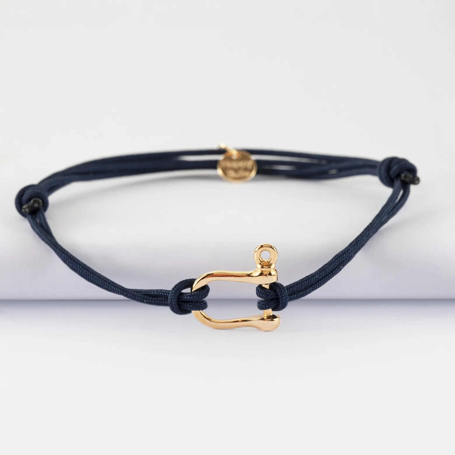 Bracelet homme cordon double manille plaqué or 15 mm