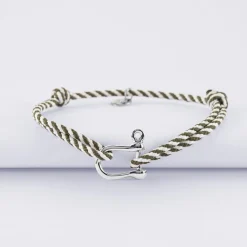 Bracelet homme cordon marin tressé manille argent 15 mm