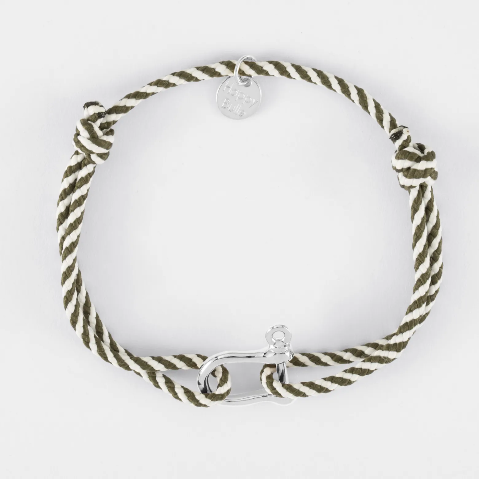 Bracelet homme cordon marin tressé manille argent 15 mm