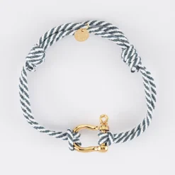 Bracelet homme cordon marin double tressé manille plaqué or 20 mm