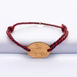 Bracelet homme cordon marin tressé médaille bois ovale 2 trous 25x17 mm - Happybulle x Barbapapa