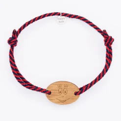 Bracelet homme cordon marin tressé médaille bois ovale 2 trous 25x17 mm - Happybulle x Barbapapa