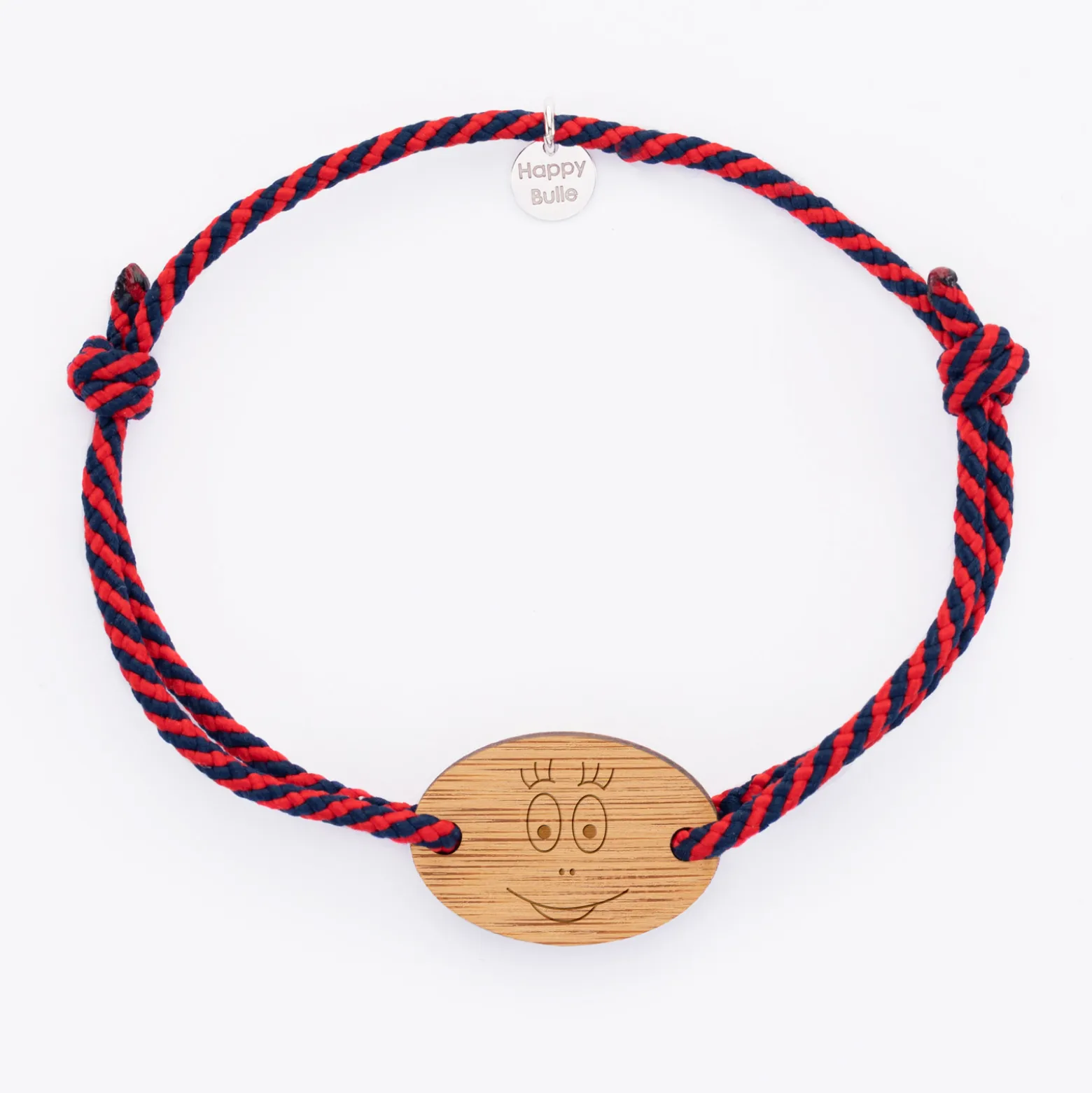 Bracelet homme cordon marin tressé médaille bois ovale 2 trous 25x17 mm - Happybulle x Barbapapa