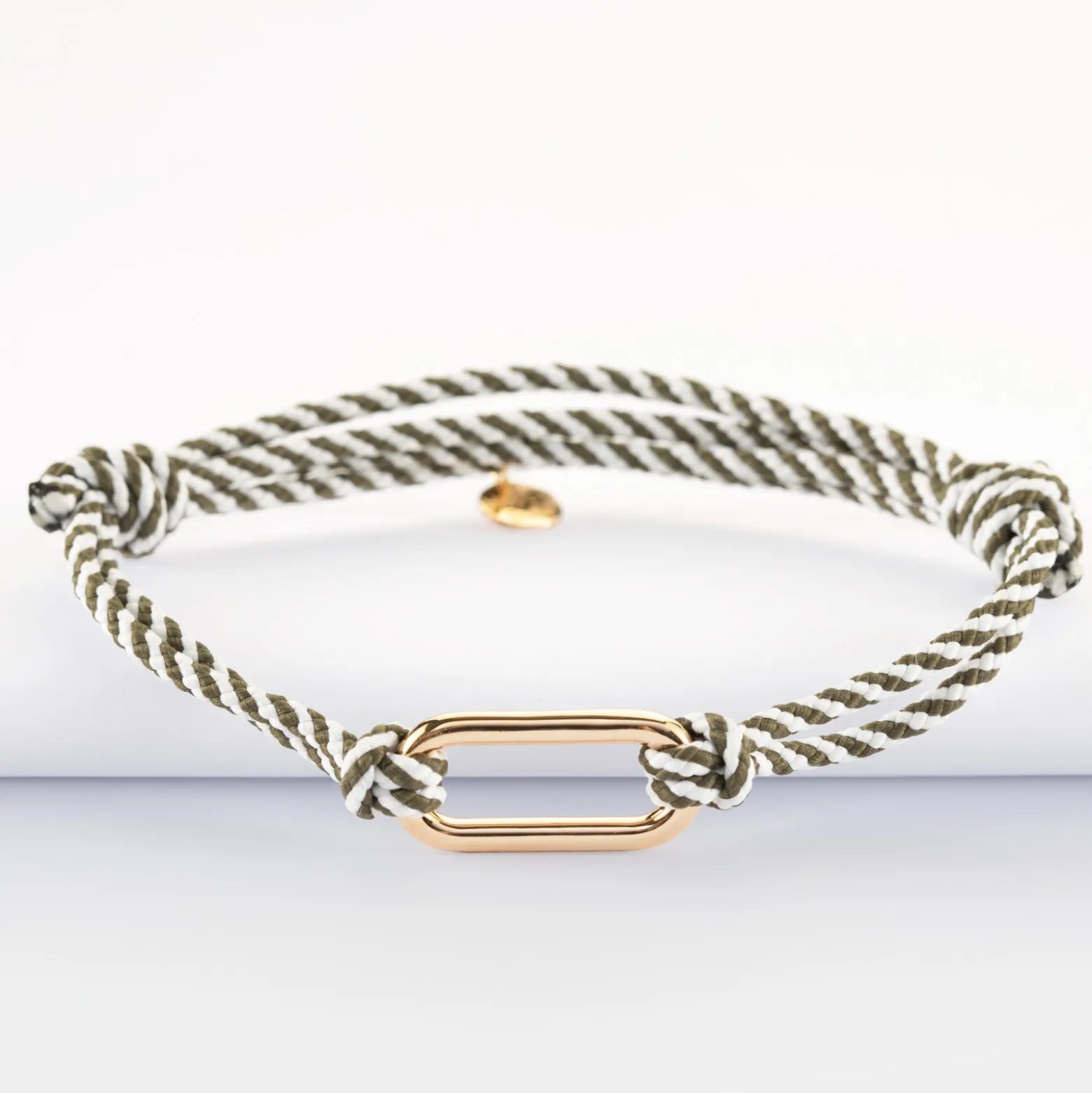 Bracelet homme cordon marin double tressé maillon plaqué or 25x12 mm
