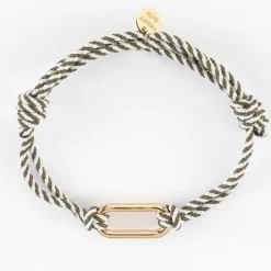 Bracelet homme cordon marin double tressé maillon plaqué or 25x12 mm