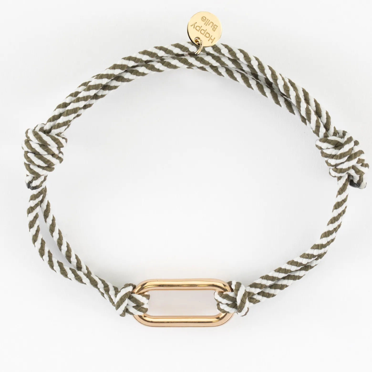 Bracelet homme cordon marin double tressé maillon plaqué or 25x12 mm