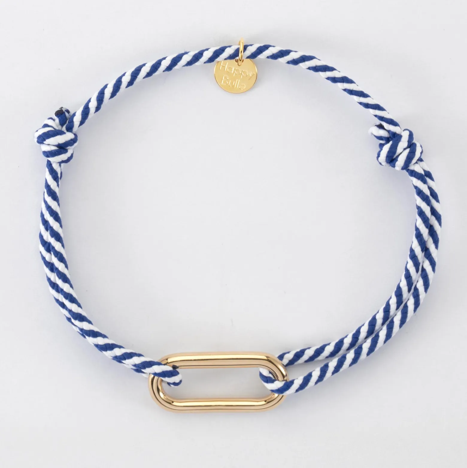 Bracelet homme cordon marin tressé maillon plaqué or 25x12 mm