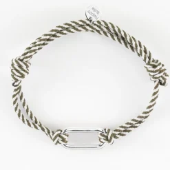 Bracelet homme cordon marin double tressé maillon argent 25x12 mm