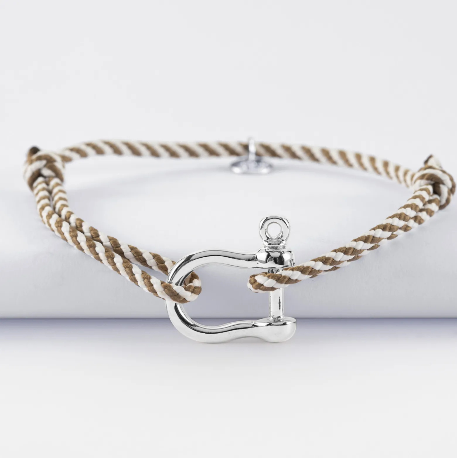Bracelet homme cordon marin tressé manille argent 20 mm