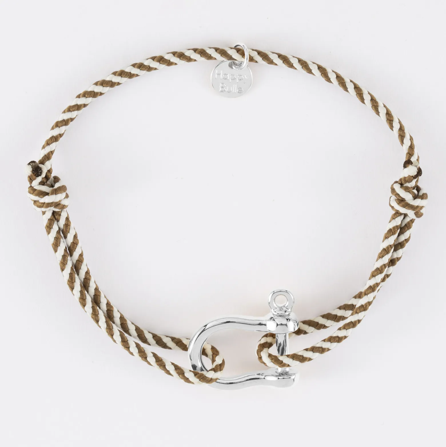 Bracelet homme cordon marin tressé manille argent 20 mm