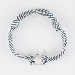 Bracelet homme cordon marin double tressé manille argent 20 mm