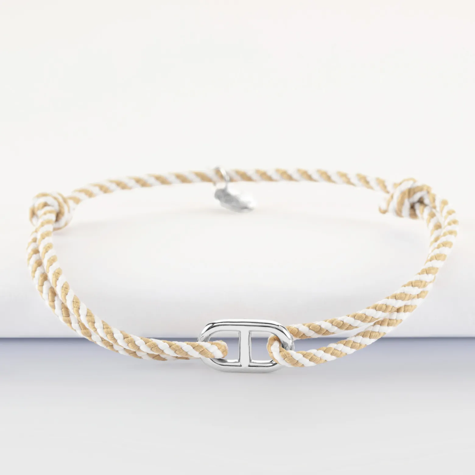 Bracelet homme cordon tressé simple maille marine argent 15,4x9 mm