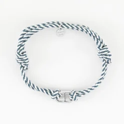 Bracelet homme cordon tressé double maille marine argent 15,4x9 mm