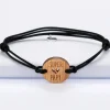 Bracelet homme médaille gravée bois ronde 21 mm - Edition spéciale "Super Papy"