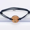 Bracelet homme médaille gravée bois ronde 21 mm - Edition spéciale "Père fect"