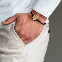 Bracelet homme médaille gravée bois ronde 21 mm - Edition spéciale