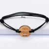 Bracelet homme médaille gravée bois ronde 21 mm - Edition spéciale "Papa poule ajouré"