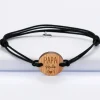 Bracelet homme médaille gravée bois ronde 21 mm - Edition spéciale "Papa Poule"