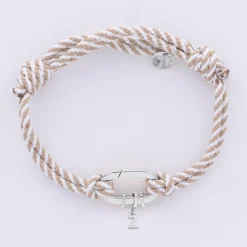 Bracelet homme personnalisé cordon marin double tressé collection Chapitre mousqueton 11x19 mm argent - à composer