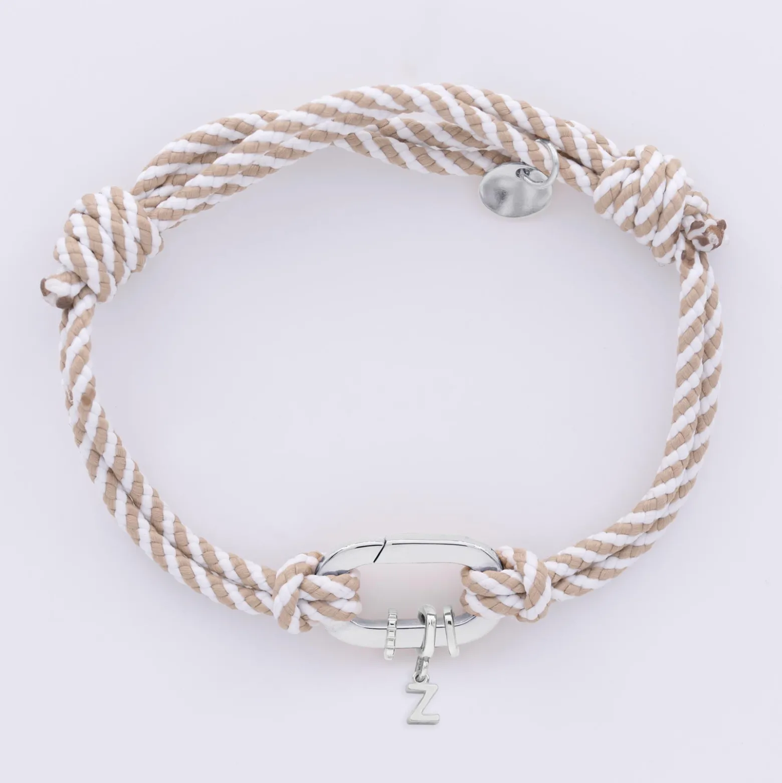 Bracelet homme personnalisé cordon marin double tressé collection Chapitre mousqueton 11x19 mm argent - à composer