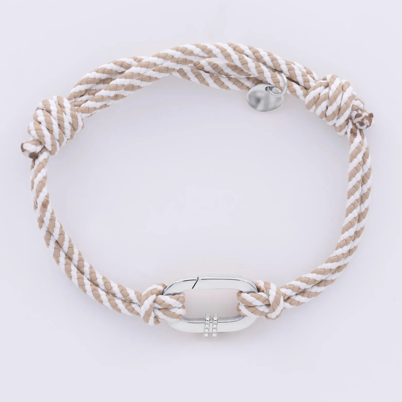 Bracelet homme personnalisé cordon marin double tressé collection Chapitre mousqueton 11x19 mm argent - à composer