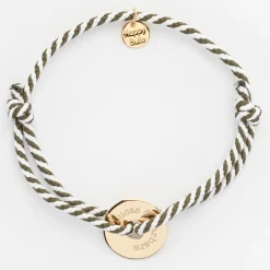 Bracelet homme personnalisé cordon marin tressé médaille gravée plaqué or cible 16 mm