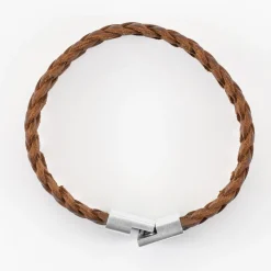 Bracelet homme personnalisé cuir tressé fermoir gravé acier 15x15 mm - Nos petits imparfaits