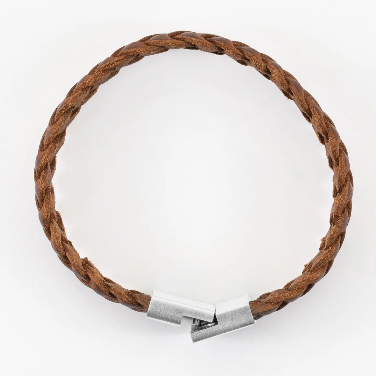 Bracelet homme personnalisé cuir tressé fermoir gravé acier 15x15 mm - Nos petits imparfaits