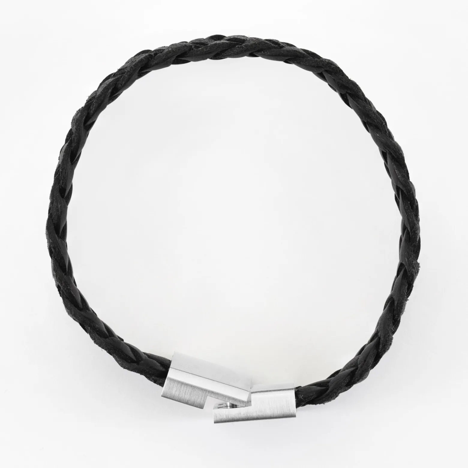 Bracelet homme personnalisé cuir tressé fermoir gravé acier 15x15 mm - Nos petits imparfaits
