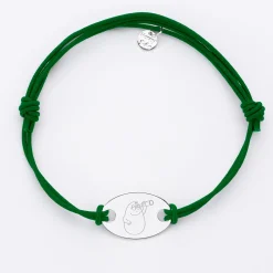 Bracelet homme personnalisé cordon doublé médaille gravée argent ovale 25x16 mm - HappyBulle x Barbapapa