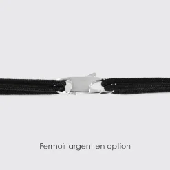 Bracelet homme personnalisé cordon doublé médaille gravée argent ovale 25x16 mm - HappyBulle x Barbapapa