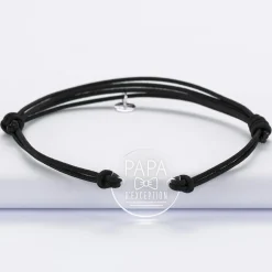Bracelet homme personnalisé cordon double médaille gravée acrylique ronde 2 trous 21 mm