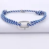 Bracelet homme personnalisé cordon marin tressé collection Chapitre mousqueton 11x19 mm argent - à composer