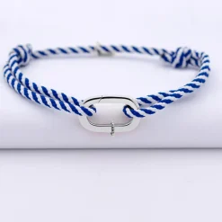 Bracelet homme personnalisé cordon marin tressé collection Chapitre mousqueton 11x19 mm argent - à composer