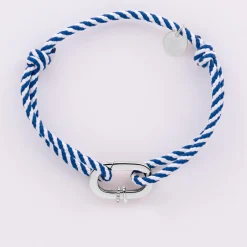 Bracelet homme personnalisé cordon marin tressé collection Chapitre mousqueton 11x19 mm argent - à composer