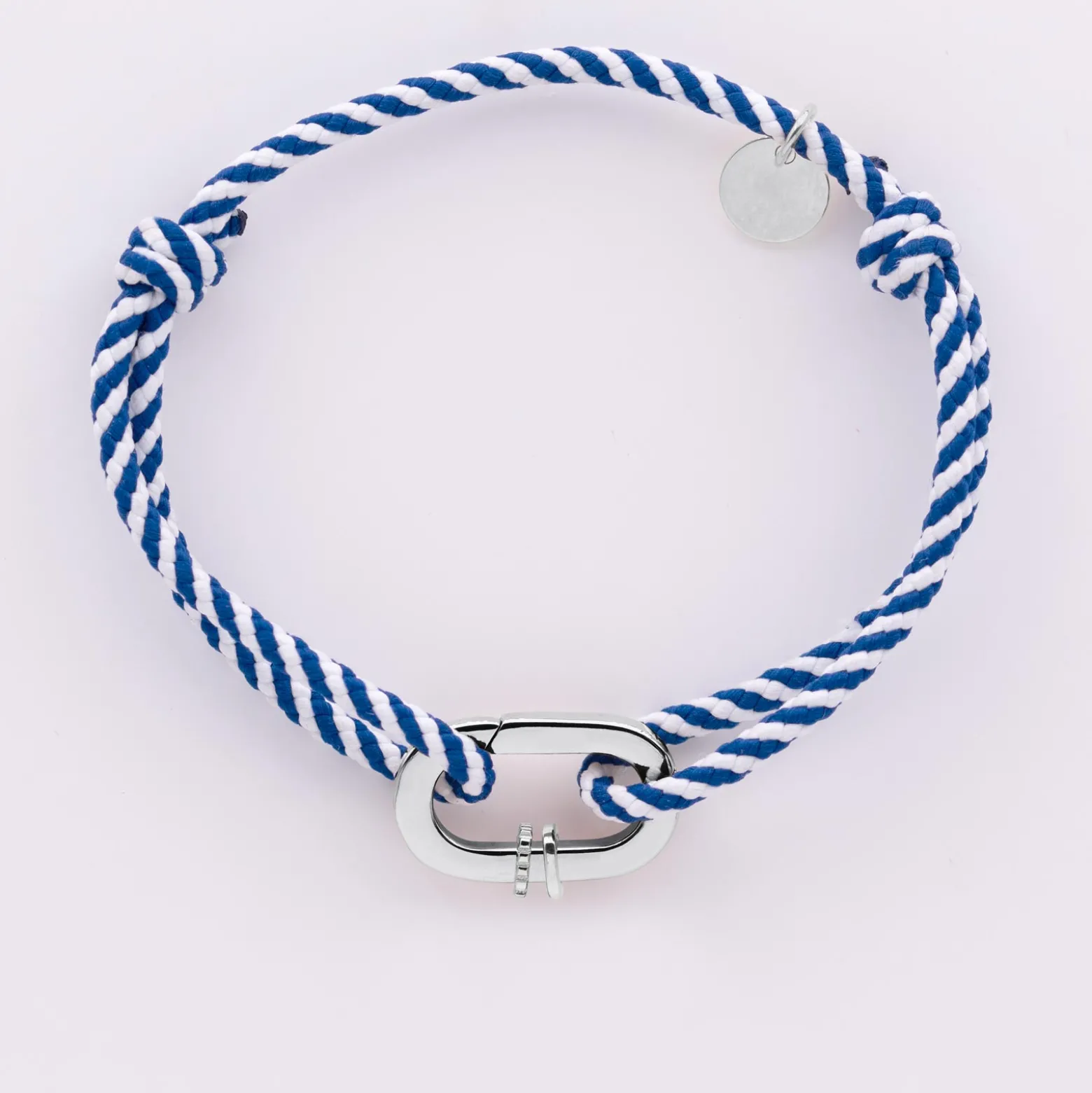 Bracelet homme personnalisé cordon marin tressé collection Chapitre mousqueton 11x19 mm argent - à composer