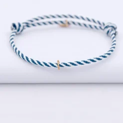 Bracelet homme personnalisé cordon marin tressé collection Chapitre plaqué or - à composer